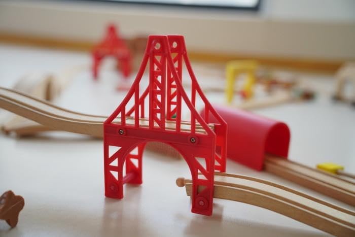 OrgMemory Eisenbahn Set, 3 Stück Hängebrücke, Holzeisenbahn Eisenbahnbrücke Kompatibel mit Anderer M