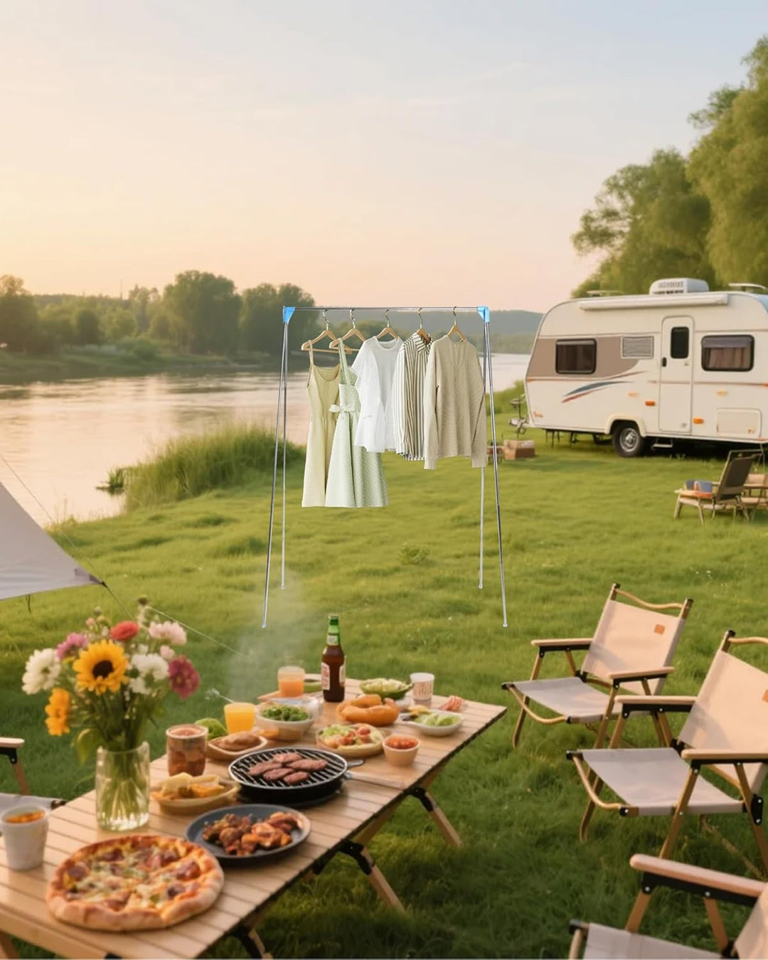 Ligtchser Tragbarer Reise-Kleiderständer, zusammenklappbar, für Tanzen, Reisen, Camping, Trocknen, W
