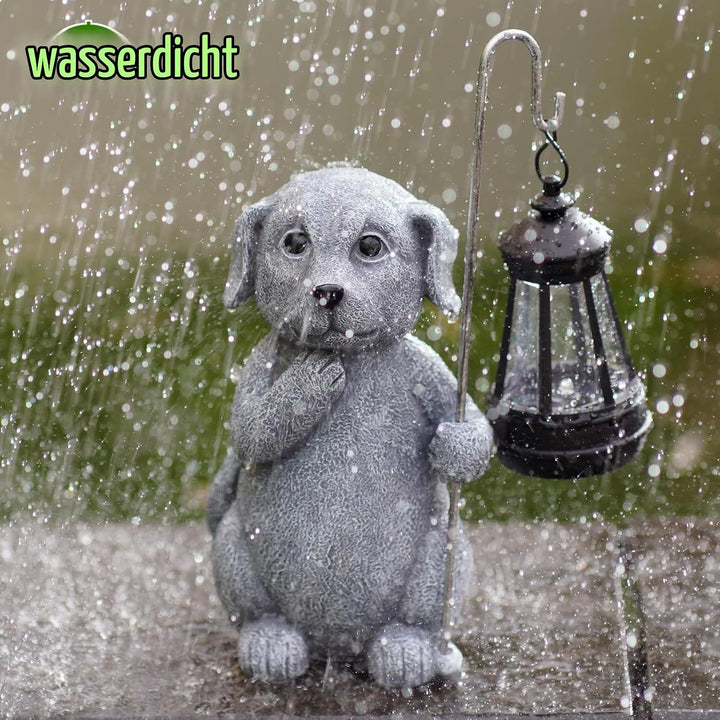 Yeomoo Hund Figur mit Solarlampen Gartendeko für Draussen - Dog Gartenfiguren mit Solarlaterne Garte