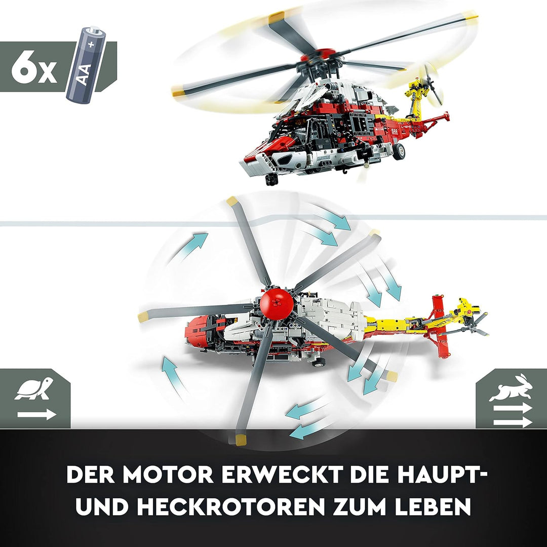 LEGO 42145 Technic Airbus H175 Rettungshubschrauber, Modellbausatz für Kinder, drehbare Rotoren und