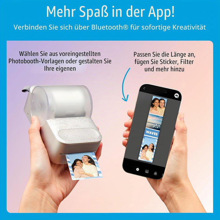 HP Sprocket Panorama Tragbarer Sofort-Farbetiketten- und Fotodrucker (Grau), Geschenkpaket mit Etui,