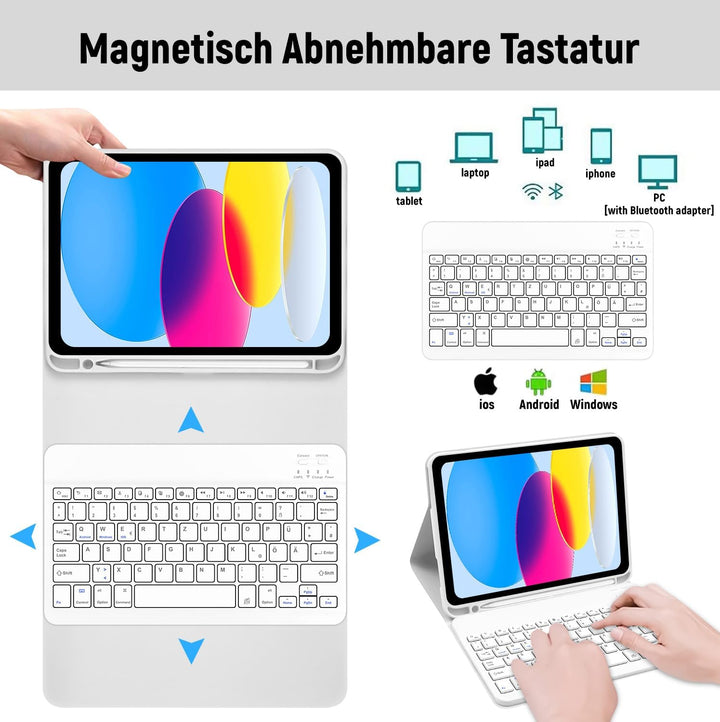 Lielax für iPad 10. Generation Hülle mit Tastatur (10,9", 2022), Hülle mit Tastatur für iPad 10,9 Zo