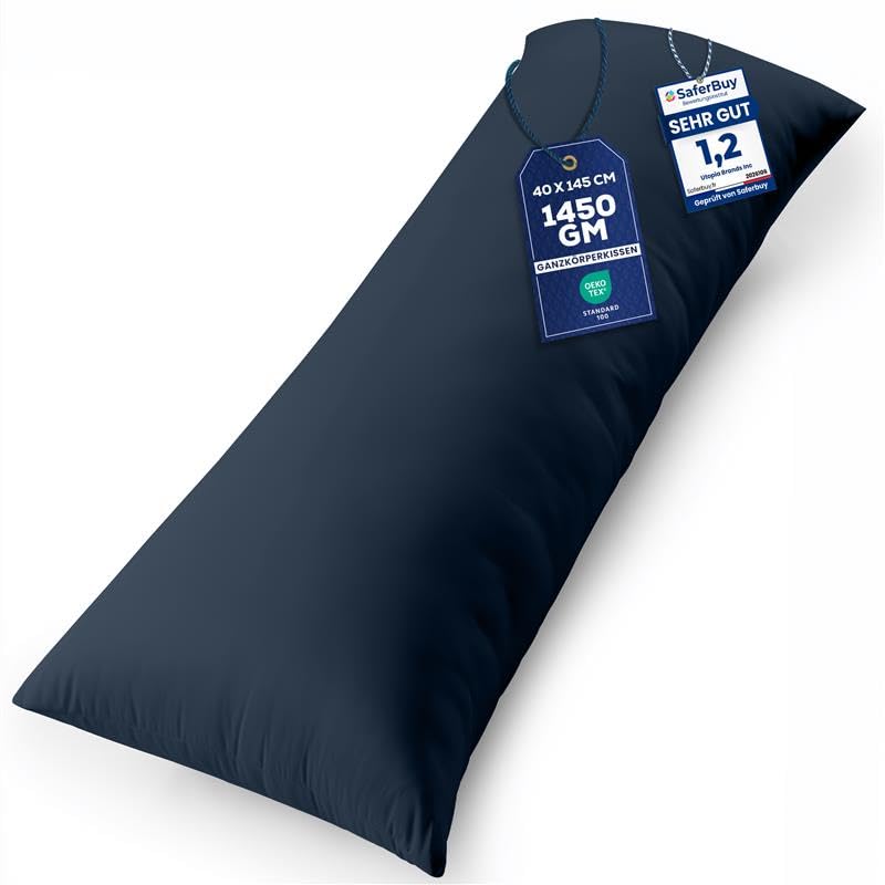 Utopia Bedding Seitenschläferkissen Körperkissen Schwangerschaftskissen | 40x145 cm Blau Bezug aus w