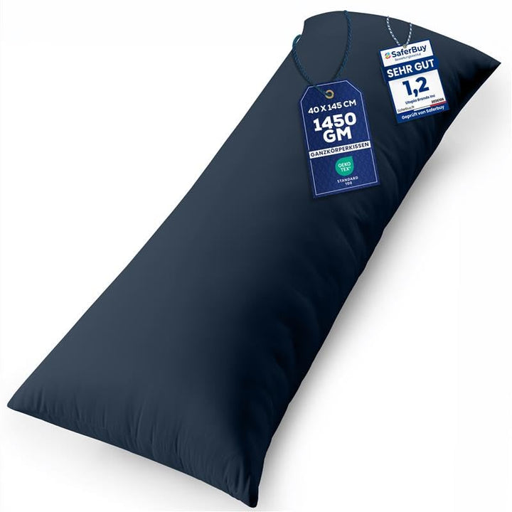Utopia Bedding Seitenschläferkissen Körperkissen Schwangerschaftskissen | 40x145 cm Blau Bezug aus w
