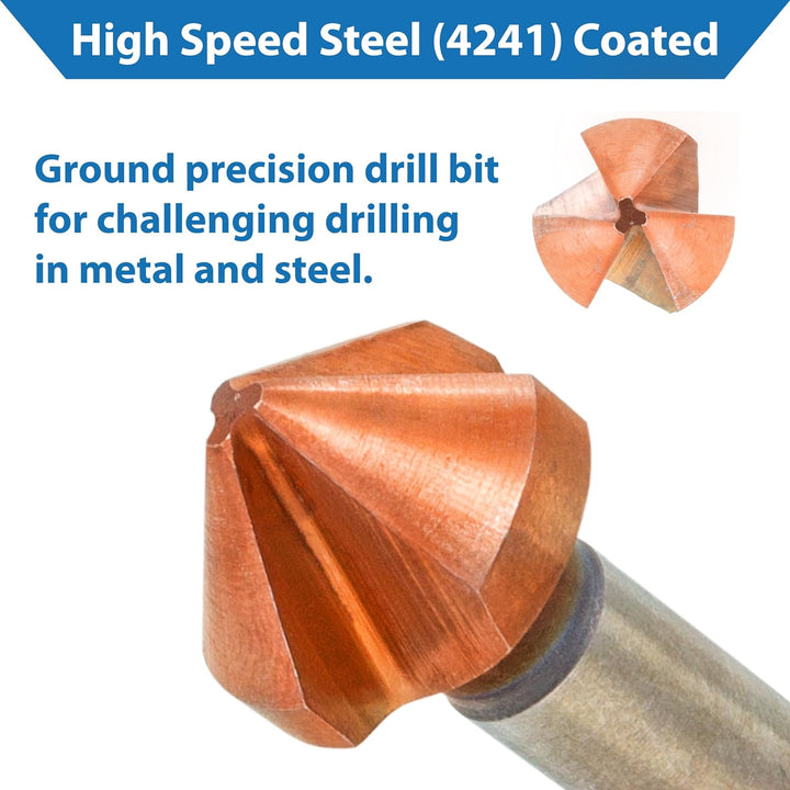 TJR® 6 beschichtete 90° Grad Kegelsenker Ø 6,3-20,5 mm aus HSS Stahl - Richtig Scharf - Senker Entgr