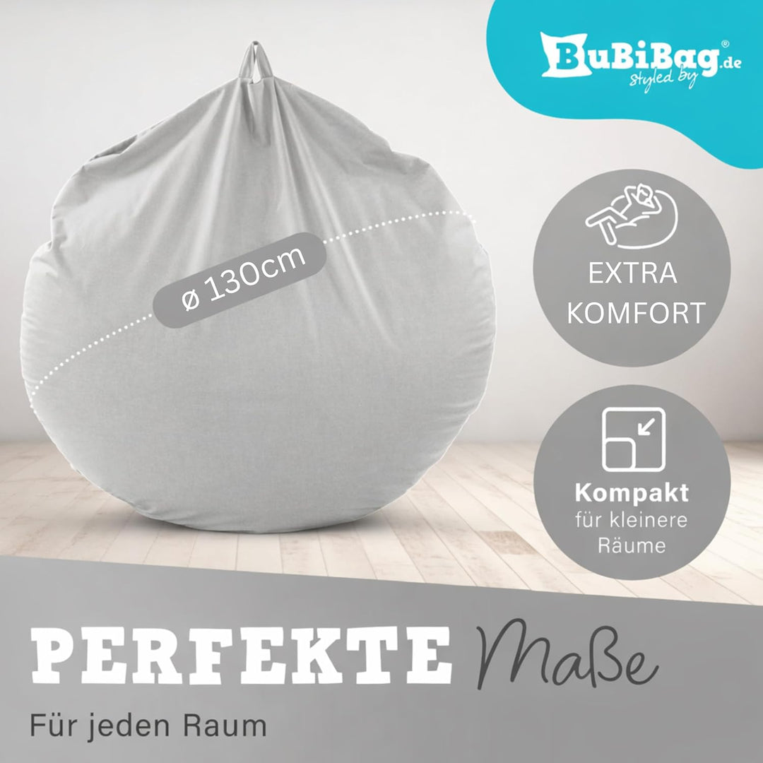 BuBiBag 2in1 Sitzsack L - XXL mit Füllung für Kinder &amp; Erwachsene, Gaming Beanbag &amp; Bodenkissen für
