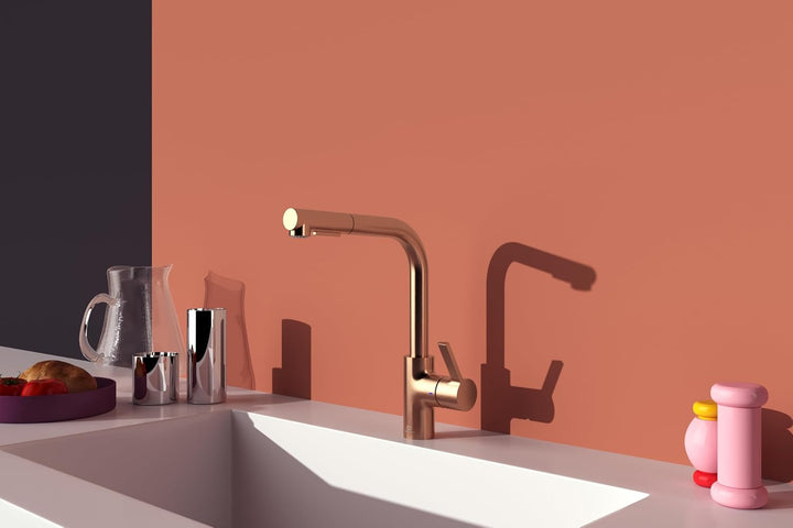 Ideal Standard – Gusto Küchenarmatur, Hoher L-Auslauf mit zylindrischem Querschnitt, mit 2-Funktions