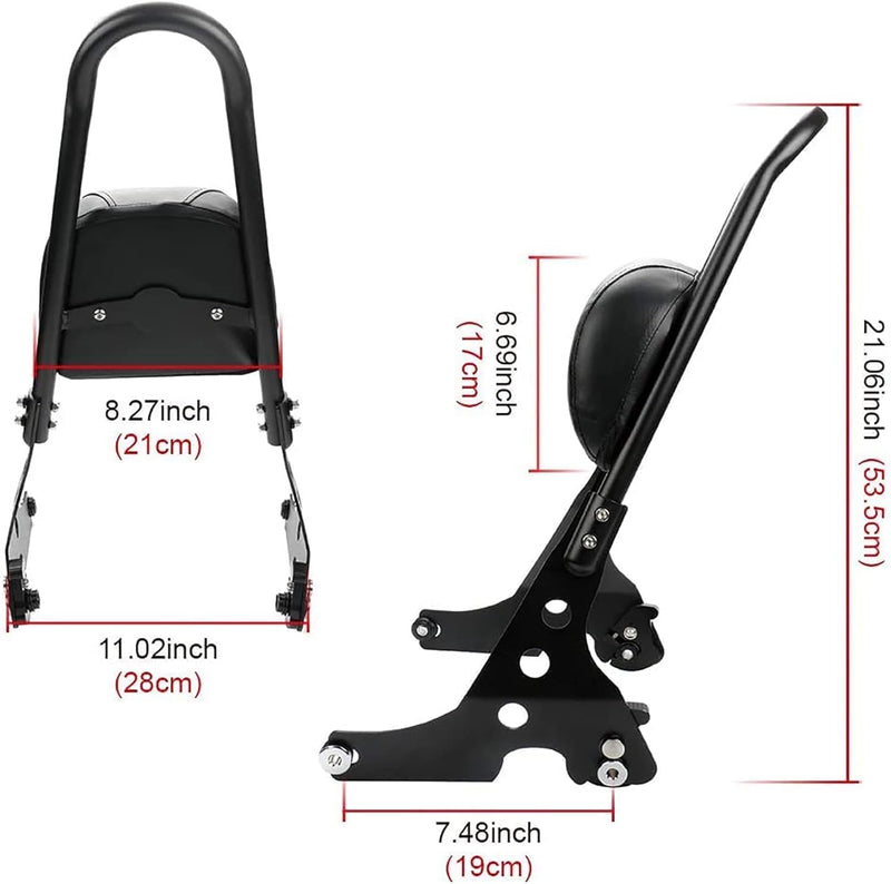 Rückenlehne Sissy Bar, Beifahrer Rückenlehne, PSLER Motorrad Hinten Abnehmbare Rückenlehne für Harle