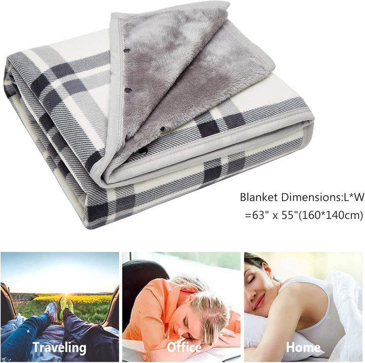 SIVENKE Damen Poncho Fleece Tragbare Decke, Karierte Schossdecke Bequemer Poncho Plüschdecken Überwu