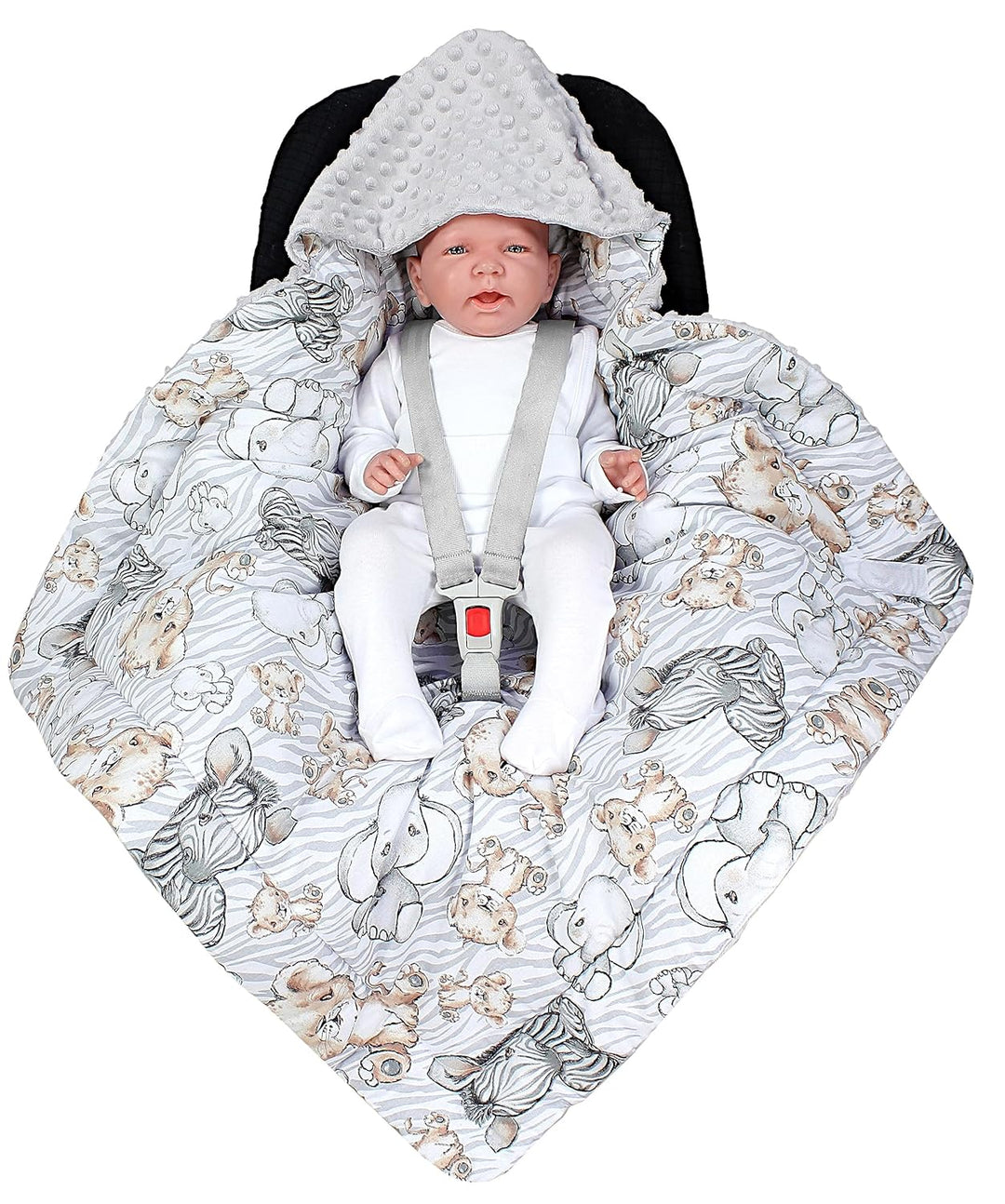 TupTam Baby Winter Einschlagdecke Babydecke 75x75cm für Autositz Babyschale Wattiert Minky Baumwolle