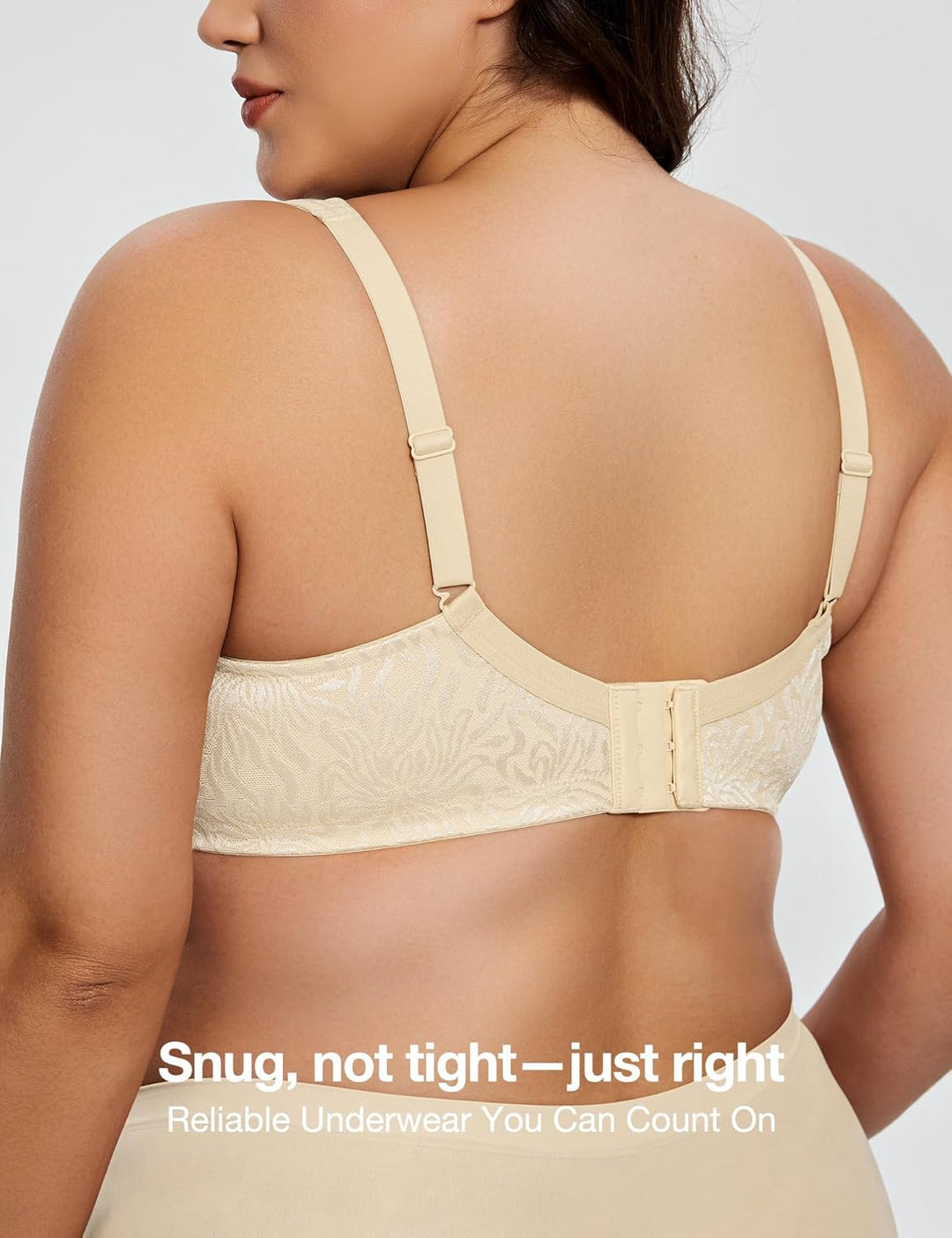 Deyllo Damen Vollschalen Minimizer BH Nicht Bügel Grosse Grössen BH Klassischer Beige 80B, Beige 80B