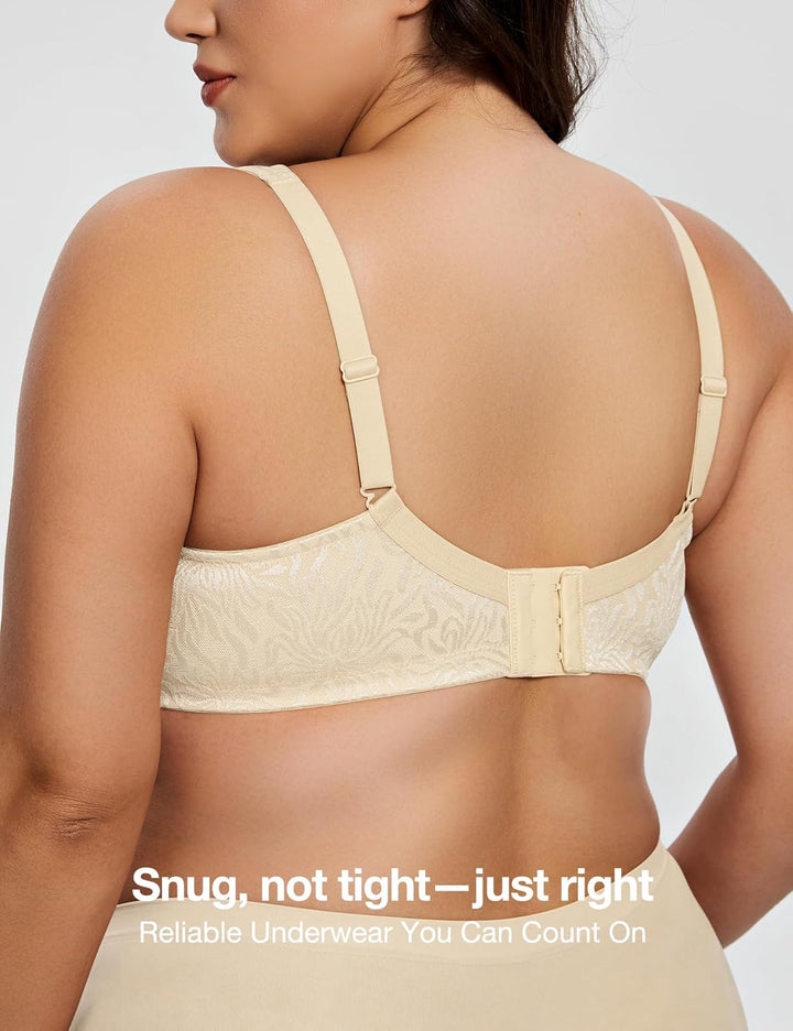 Deyllo Damen Vollschalen Minimizer BH Nicht Bügel Grosse Grössen BH Klassischer Beige 80B, Beige 80B
