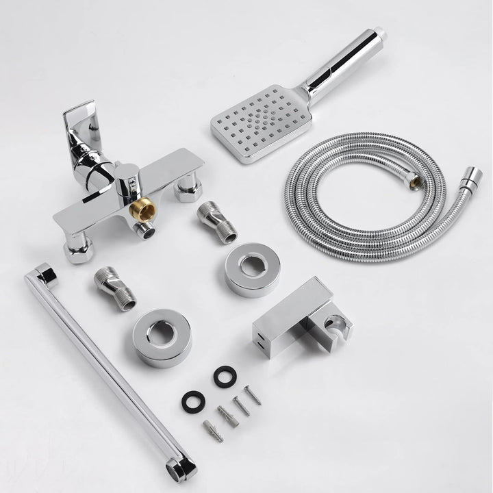 PHASAT Badewannenarmatur mit handbrause Wannenbatterie Badarmatur Auslauf Messing Einhand Wannenbatt
