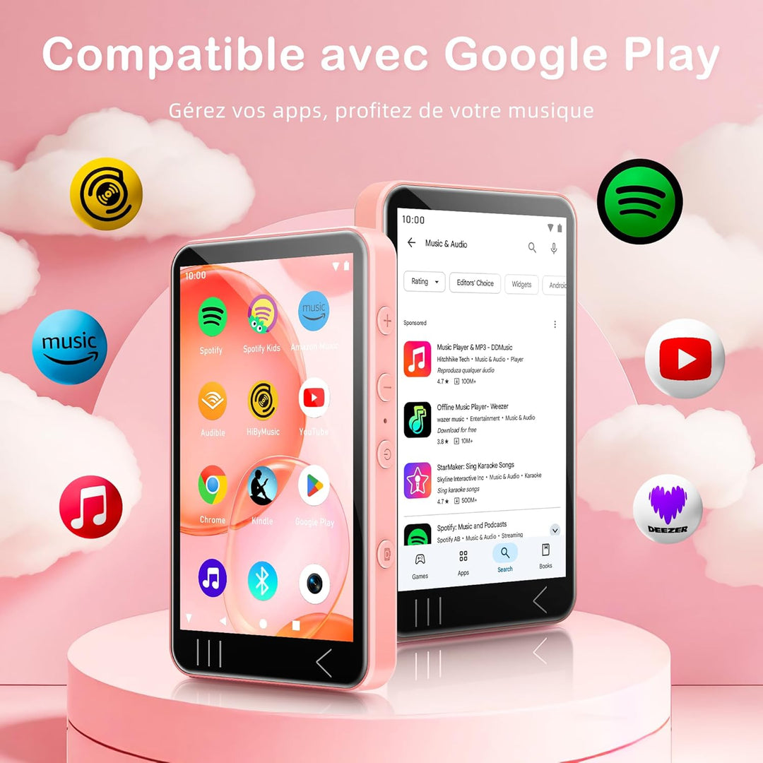 HIFI WALKER G7 MP3-Player mit Bluetooth & WLAN, Android 13, 144 GB Speicher, 3 GB RAM, 4-Zoll HD-Tou