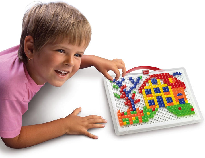 Quercetti FantaColor Portable, Mosaik Bastelset Kinder, Spielzeug ab 4 jahre für Kinder, Montessori