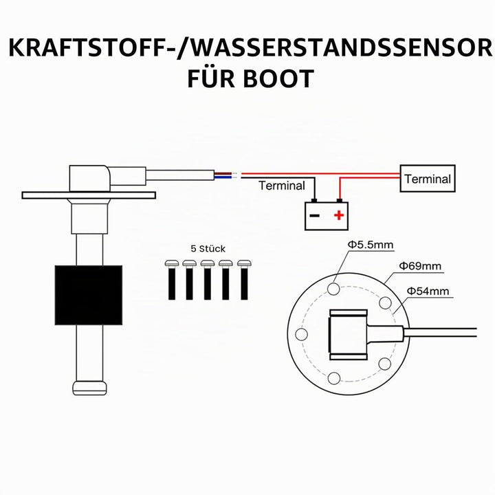 Geloo Füllstandssensor, Edelstahl-Kraftstoffsendeeinheit Wasserstandsanzeige-Sensor Autokraftstoffwa