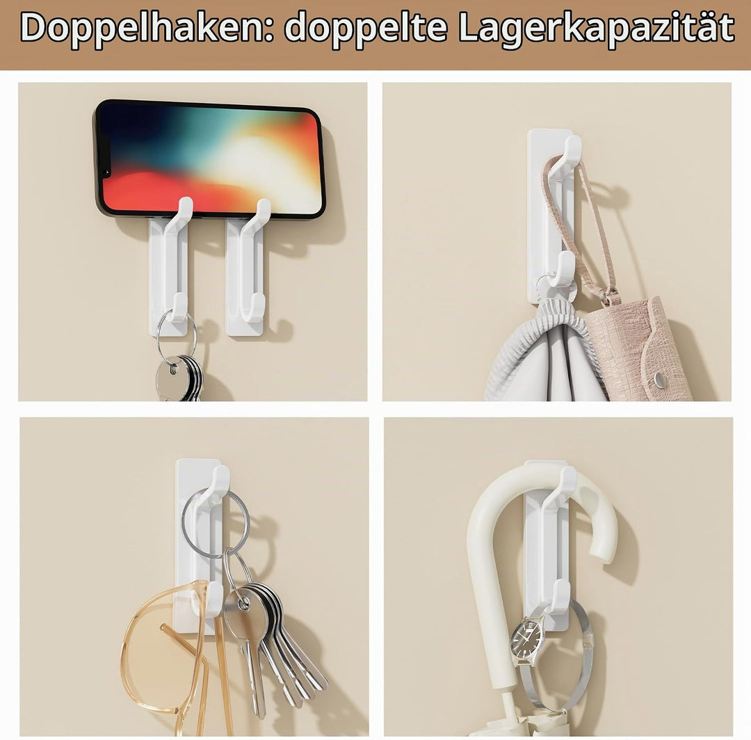pickpiff 12-Stück Klebehaken Ultra Stark, Hält Bis Zu 6kg, Metall Türhaken Handtuchhaken Nichtrosten