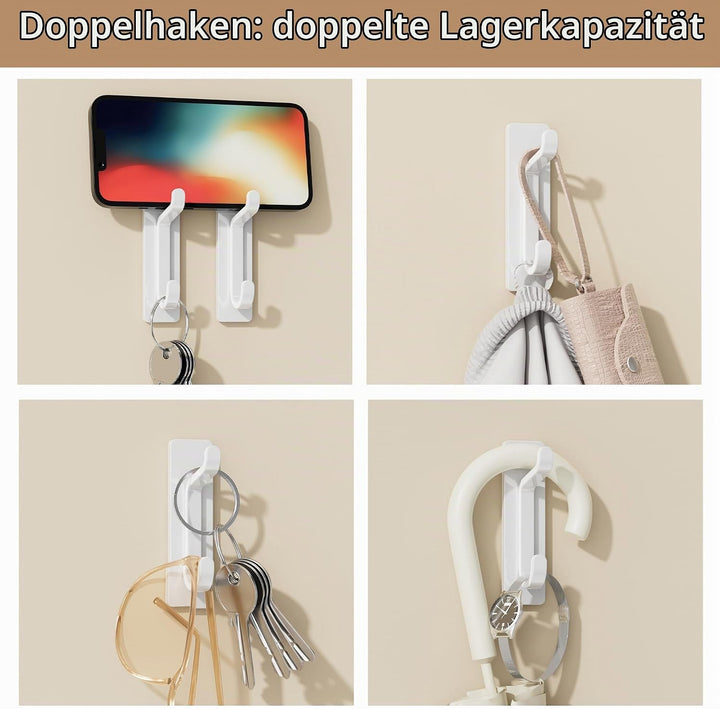 pickpiff 12-Stück Klebehaken Ultra Stark, Hält Bis Zu 6kg, Metall Türhaken Handtuchhaken Nichtrosten