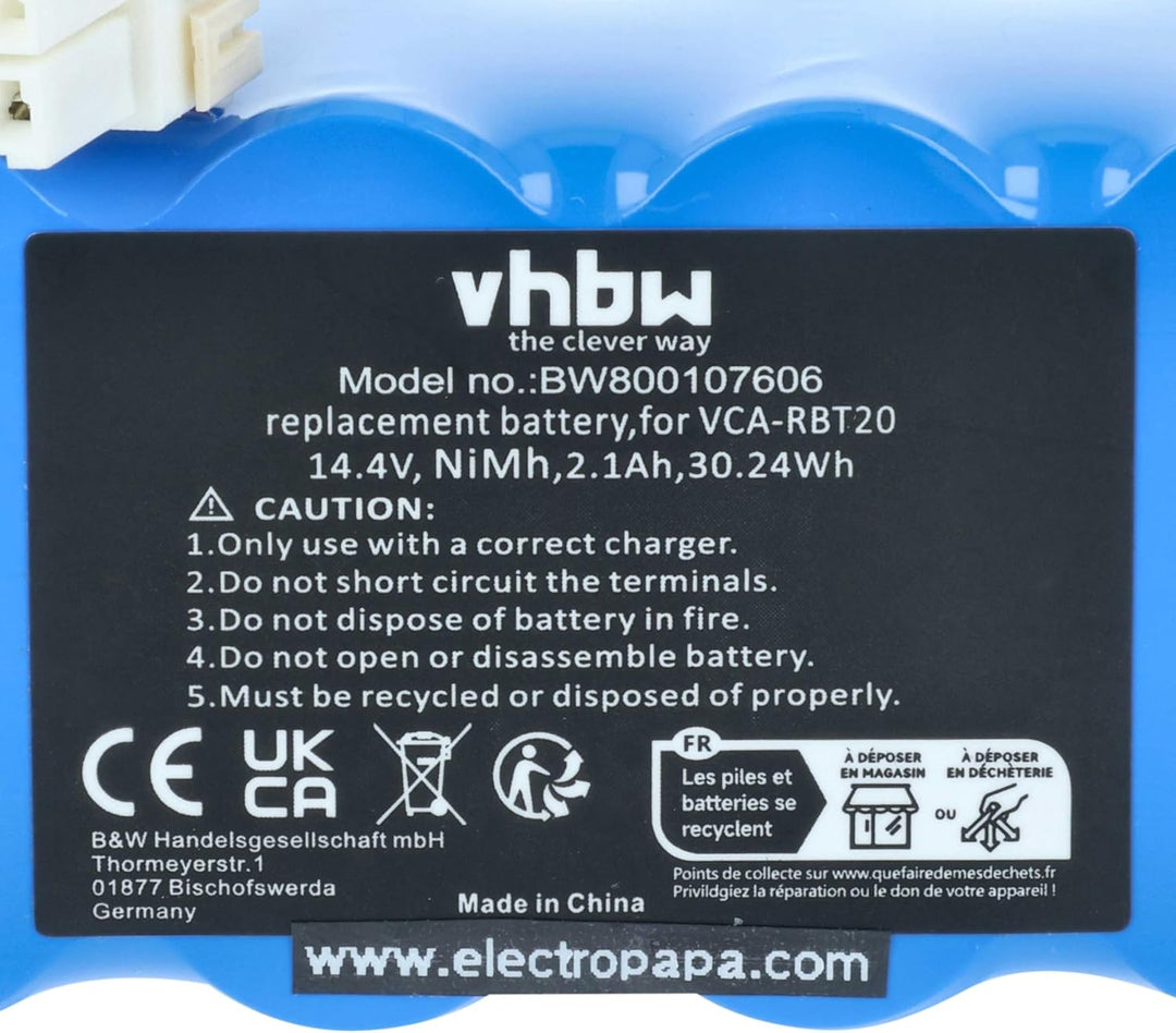vhbw 1x Akku Ersatz für Samsung DJ96-00113A für Home Cleaner Heimroboter (2100 mAh, 14,4 V, NiMH)