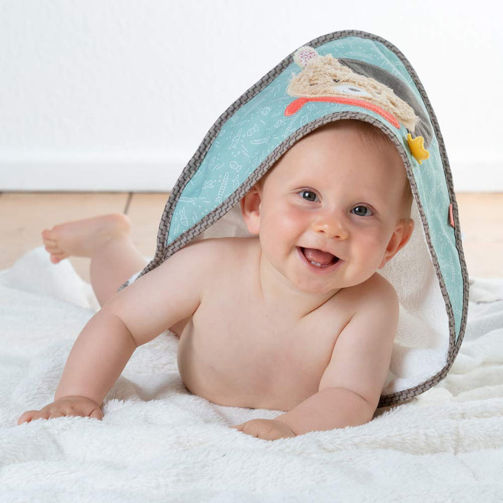 Fehn Badetuch Baby Bär - Badehandtuch Kinder Poncho aus Frottee - Handtuch mit süssem Teddybär- Baby