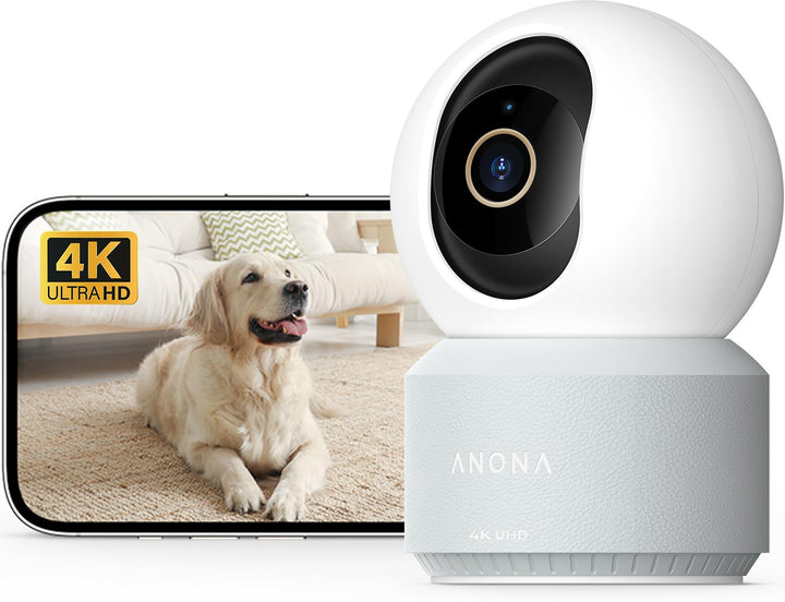 Anona Pano 4K Innenkamera mit 512 GB SD-Karte. Baby-/Haustierüberwachung per App, 360° Schwenk/Neige