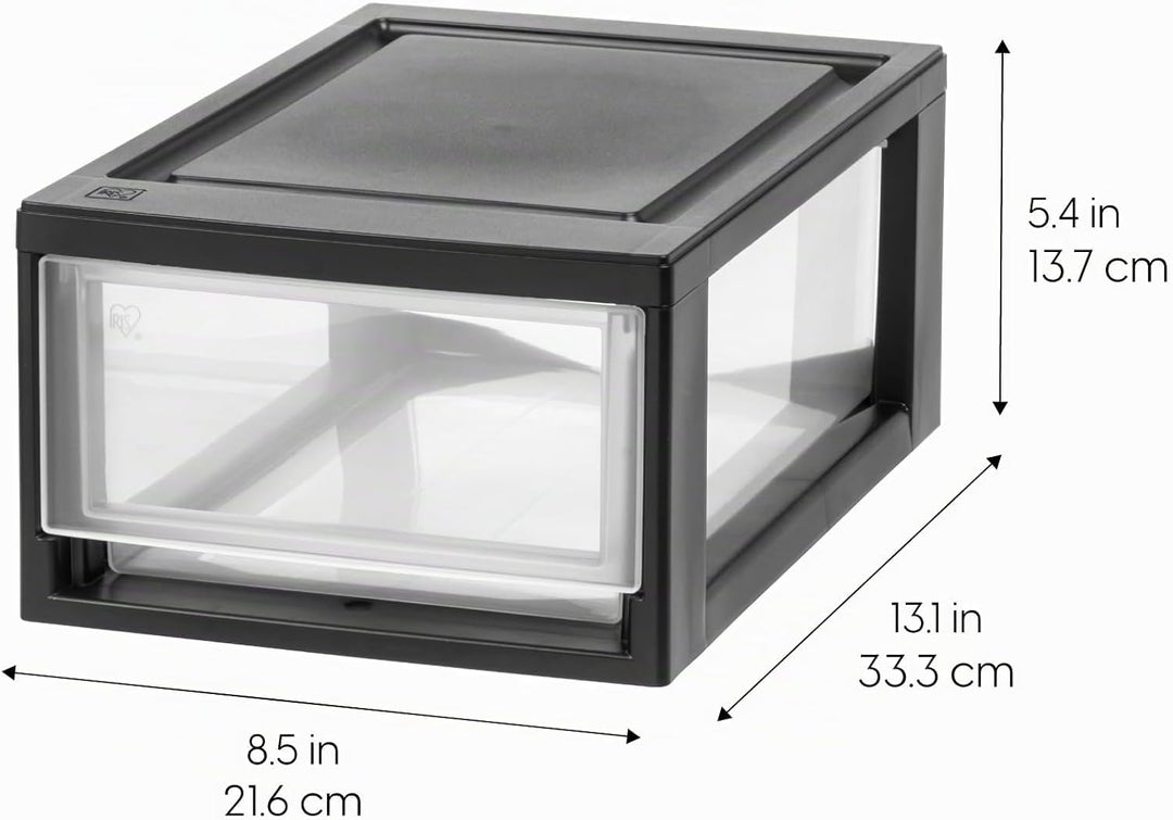 Iris Ohyama, Aufbewahrungsschublade, Kunststoff-Aufbewahrungsturm Büro, 4er-Set, MSD-1, Schwarz 7L /
