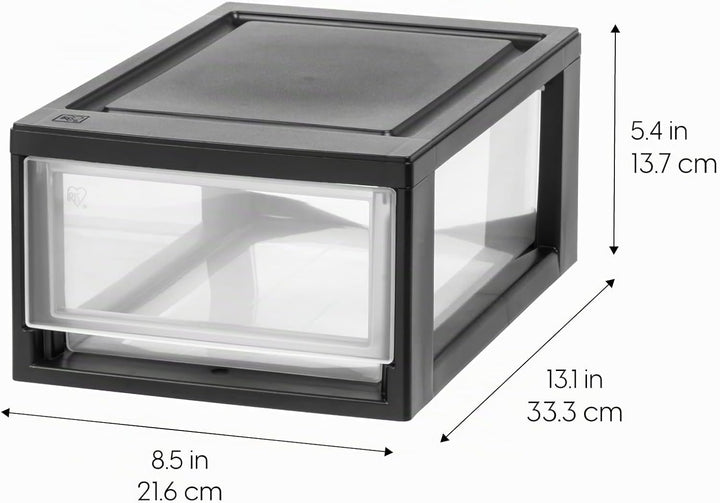 Iris Ohyama, Aufbewahrungsschublade, Kunststoff-Aufbewahrungsturm Büro, 4er-Set, MSD-1, Schwarz 7L /