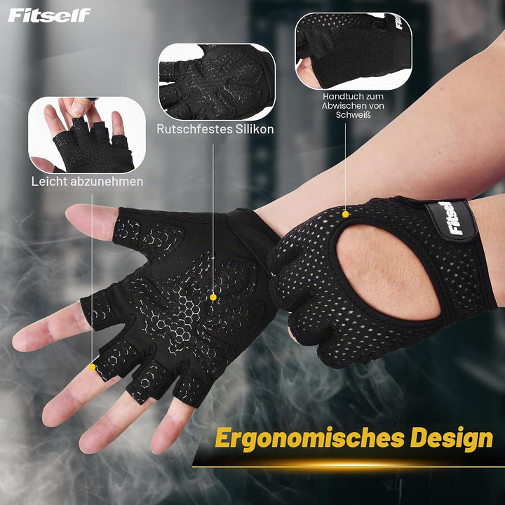 Fitness Handschuhe Damen Herren Atmungsaktive Gewichtheben Trainingshandschuhe für Sport Gym Krafttr