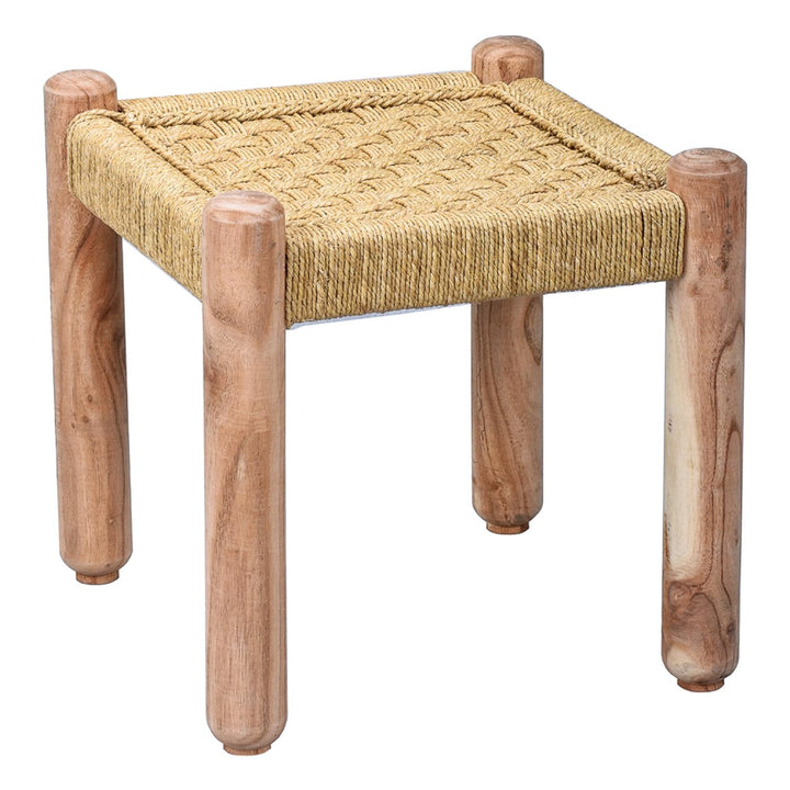 Marrakesch Hocker Beistelltisch aus Holz &amp; Jute Josue 36 cm | Ideal im Garten Terrasse und Balkon Na
