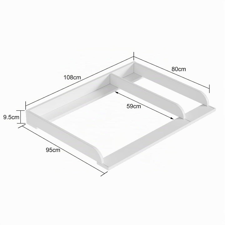 MSFE Wickelaufsatz aus Holz mit Trennfach, Verstellbarer Universal Wickeltischaufsatz Wickelkommode,