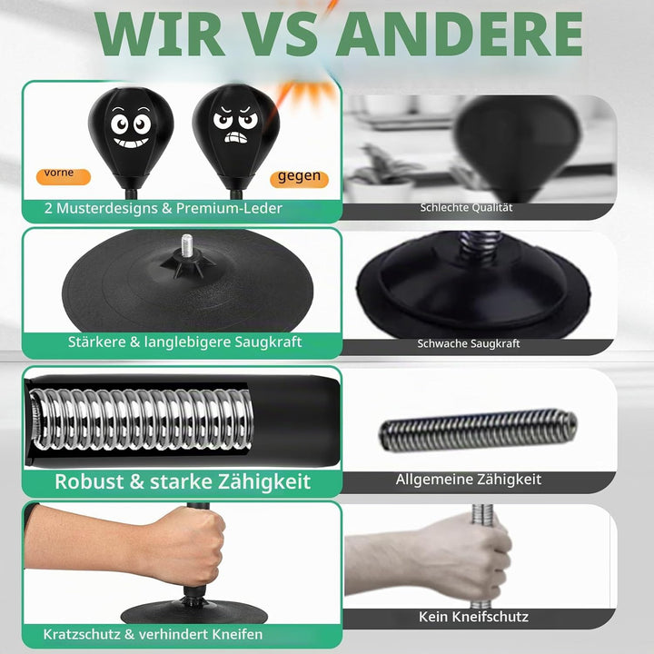 YORWHIN Punchingball Tisch mit starkem Saugnapf, Upgrade Schreibtisch Boxsack mit verstärkter Feder,