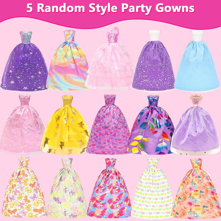 Miunana 63 Puppenkleidung Kleidung für Puppen = 15 Kleider 4 Tops Outfits 4 Hosen 3 Abendkleider 3 B