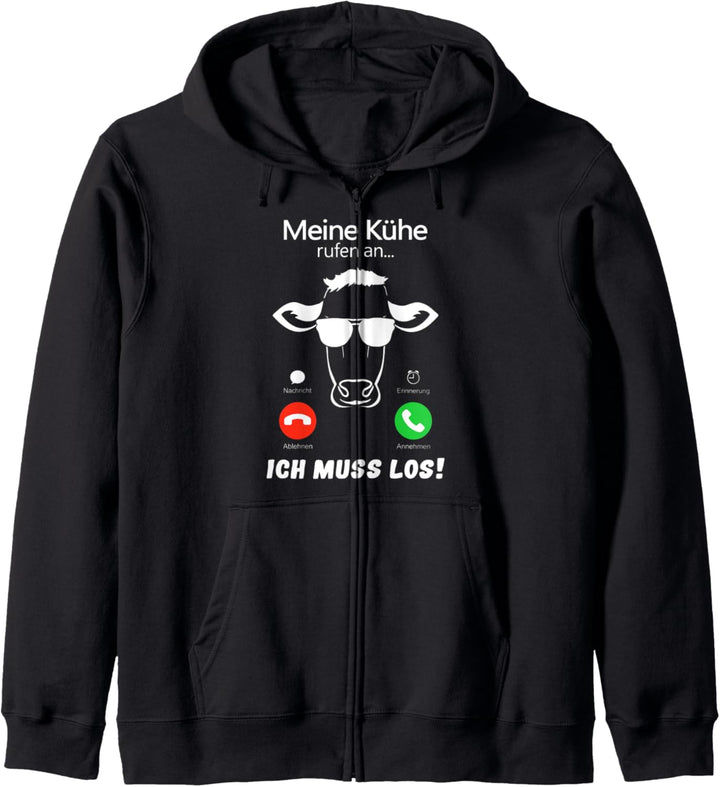 Meine Kühe rufen an Kuh Tshirt Landwirt Bauer Geschenk Tiere Kapuzenjacke