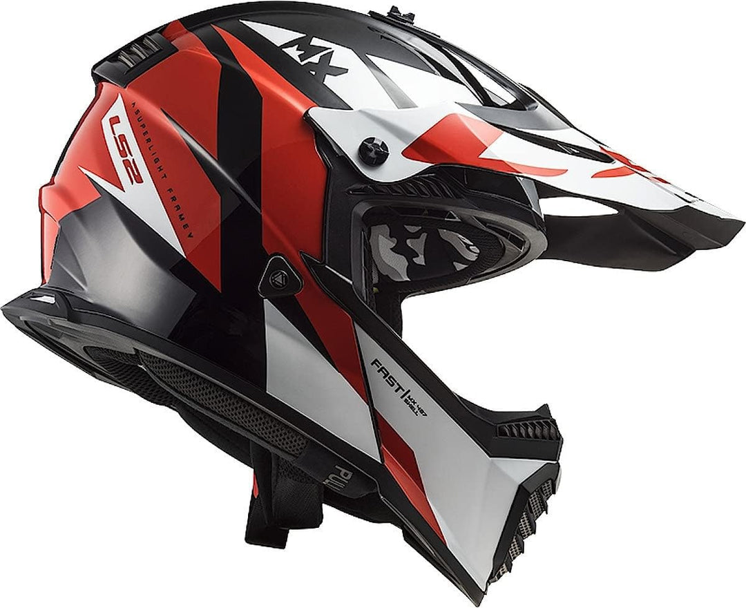 LS2, Crosshelme motorrad Fast evo strike black white red, XXXL 3XL black white red, 3XL black white