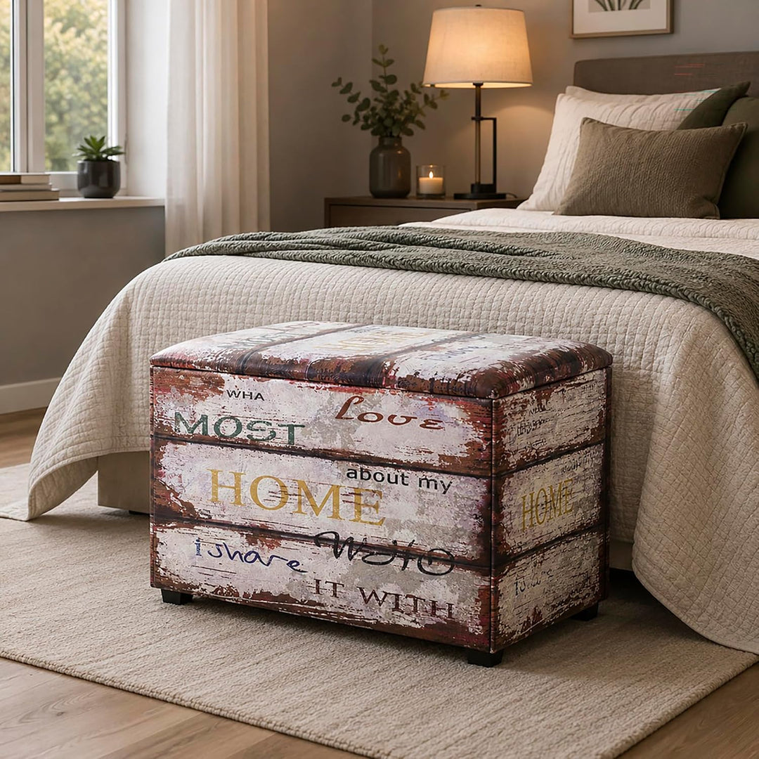 HAKU Möbel Sitztruhe, Kunstleder, Motiv, B 65 x T 40 x H 42 cm Home 65 x 40 x H 42 cm Motiv, Home 65