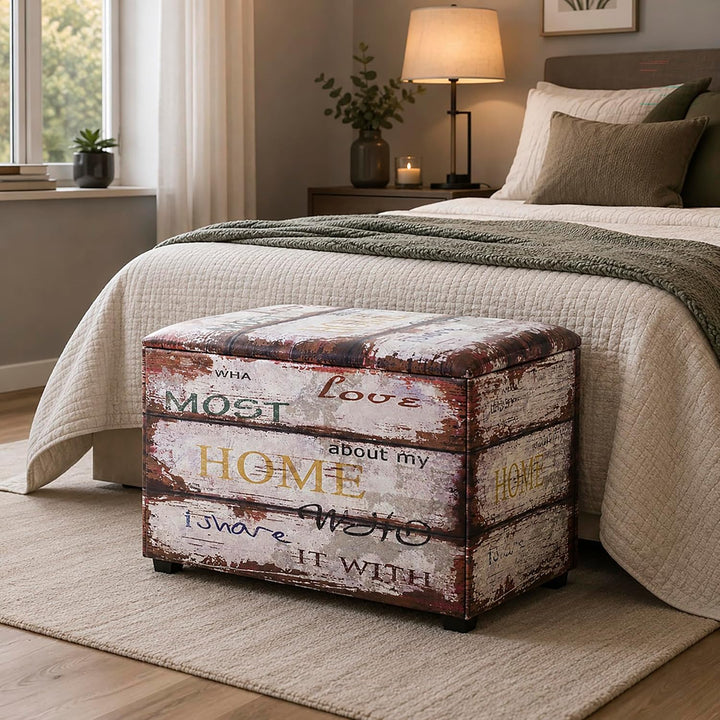 HAKU Möbel Sitztruhe, Kunstleder, Motiv, B 65 x T 40 x H 42 cm Home 65 x 40 x H 42 cm Motiv, Home 65