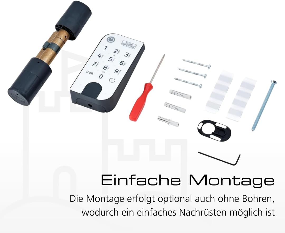 BURG-WÄCHTER Elektronisches Türschloss secuENTRY für Haustüren, Bedienung mit Zahlencode, App oder F