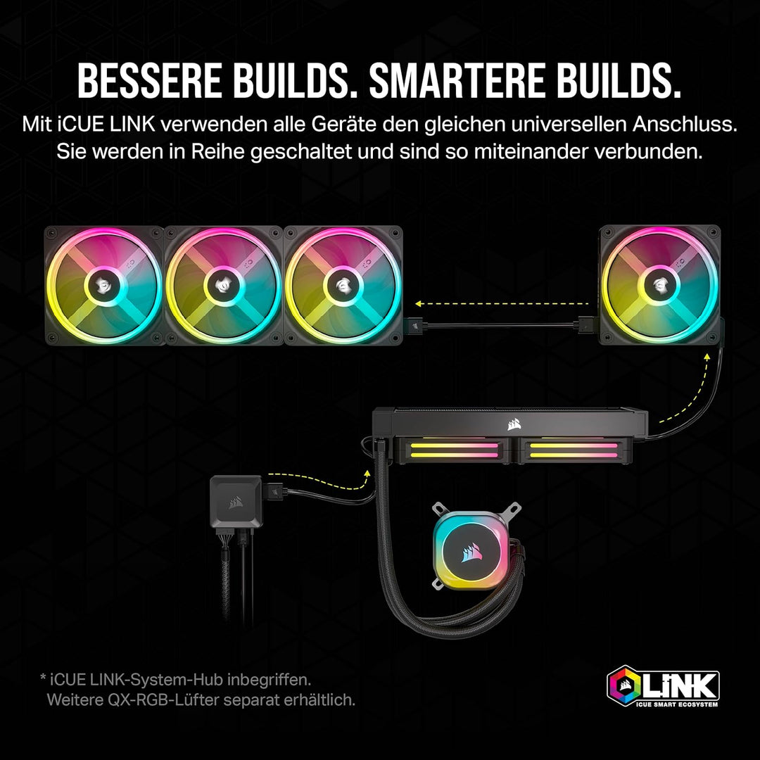 CORSAIR iCUE LINK H100i RGB Flüssig-CPU-Kühler - 240mm AIO - QX120 RGB-Lüfter - Passend Für Intel® L