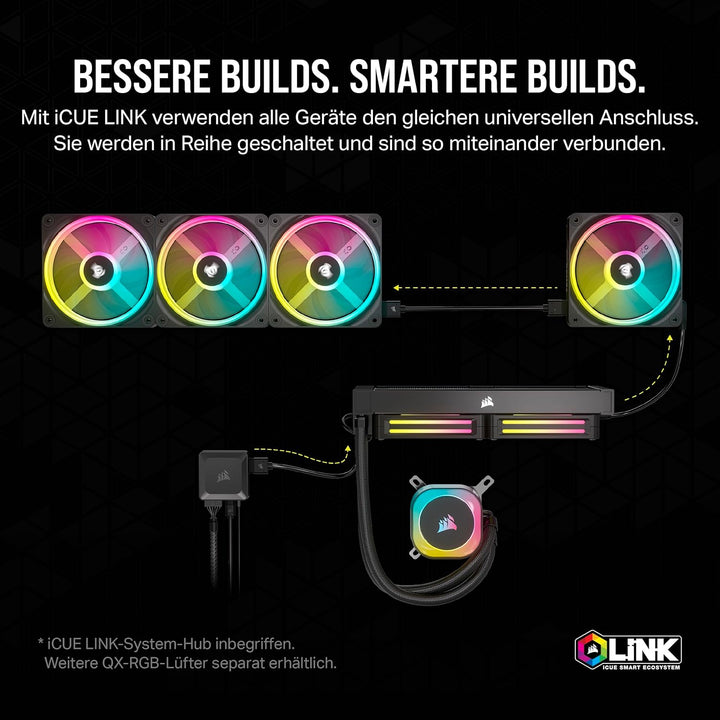 CORSAIR iCUE LINK H100i RGB Flüssig-CPU-Kühler - 240mm AIO - QX120 RGB-Lüfter - Passend Für Intel® L