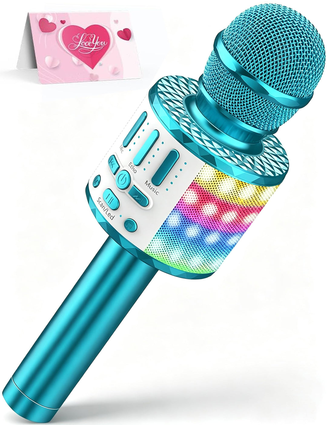 Karaoke Mikrofon, Drahtloses Bluetooth Mikrofon Kinder mit LED, Tragbares Karaoke Maschine zum Singe