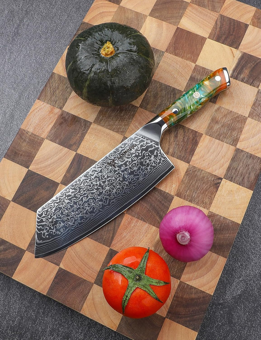 Nakiri Messer 19 cm Profi Küchenmesser Damastmesser, Xuan Serie, VG10 Damaskus Stahl Küchenmesser mi