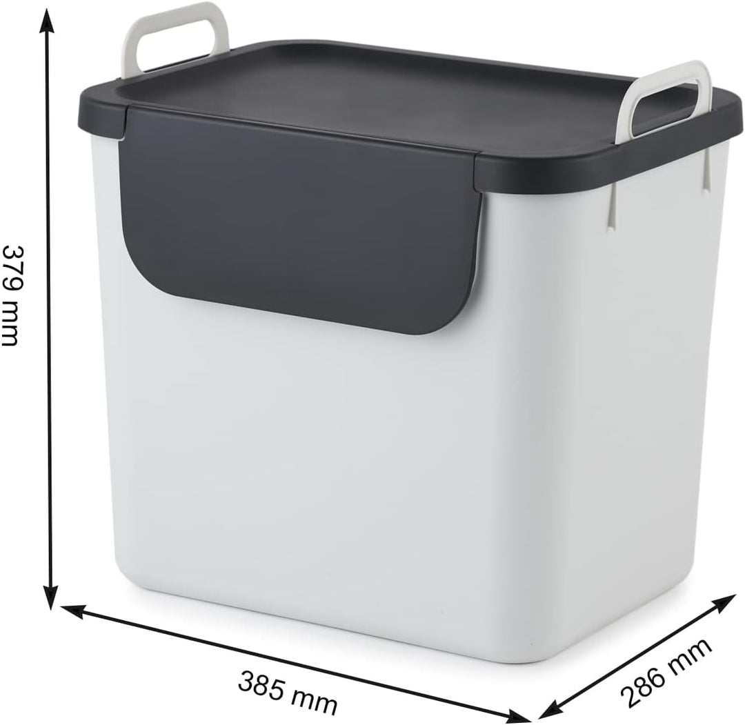 Jive 3er-Set Mülltrennsystem Küche, Kunststoff (PP recycelt), dunkelgrau/Weiss/türkis, 3 x 30l, (39,
