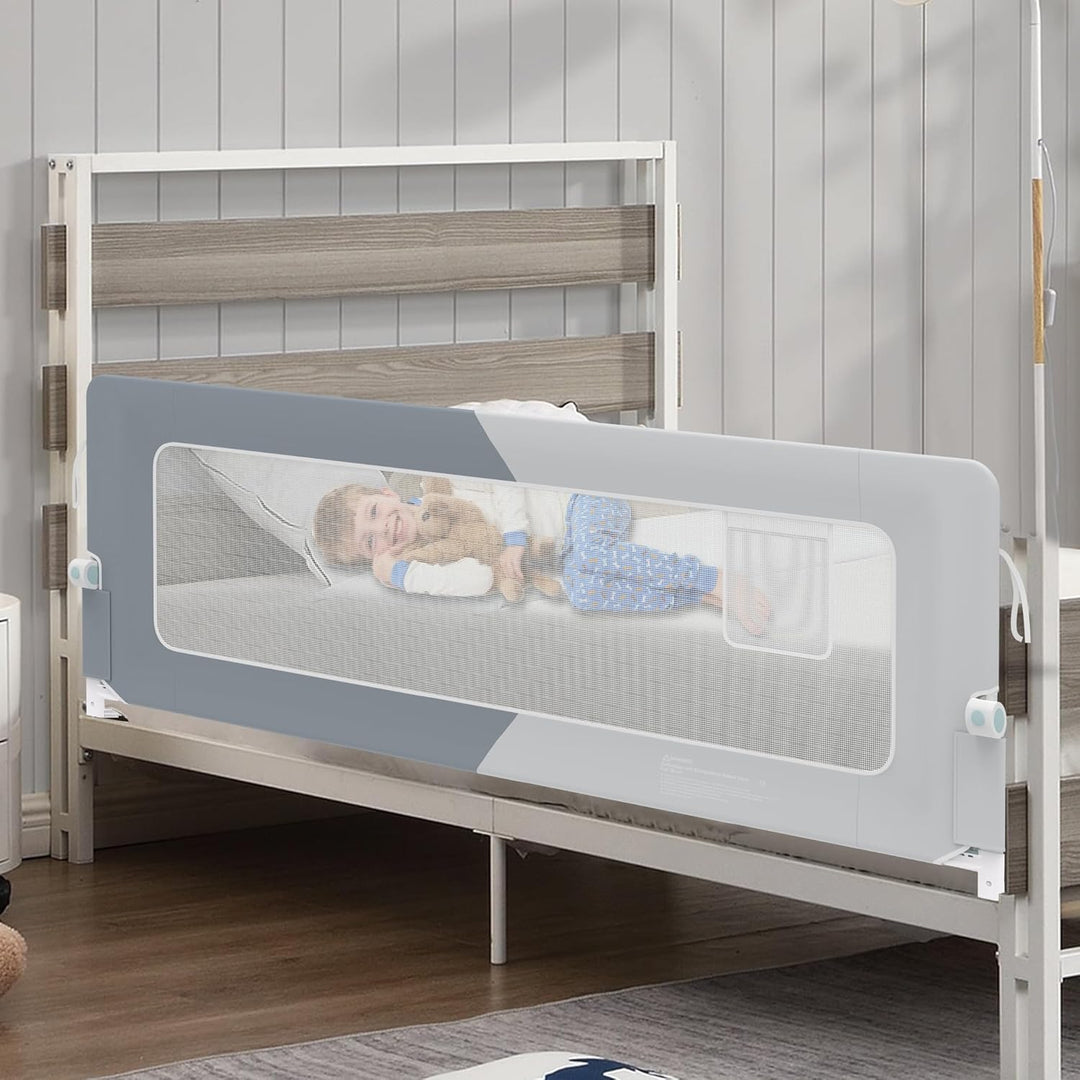 XMTECH 1st Bettgitter 200 cm Bettschutzgitter Kinderbettgitter für Kinder, Rausfallschutz Bett Babyb