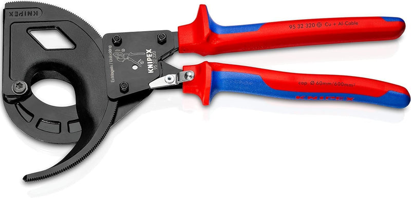 Knipex Kabelschneider (Ratschenprinzip, Dreigang) schwarz atramentiert, mit Mehrkomponenten-Hüllen 3