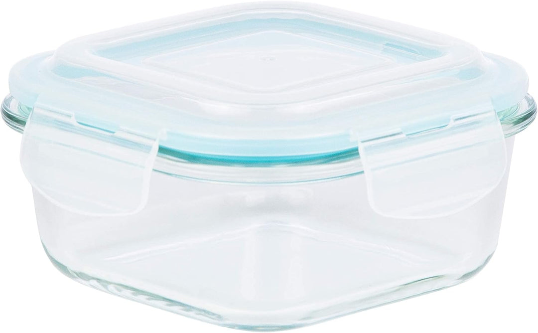 Grizzly Glas Frischhaltedosen, Set 6X 520 ml, luftdicht, quadratisch, Click-Verschluss, vielseitige