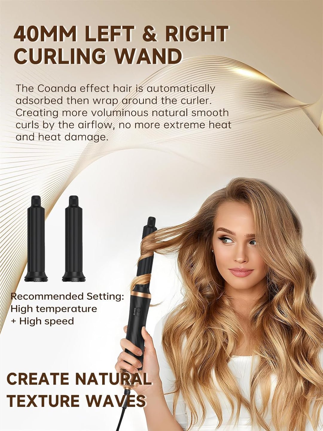 Hair Styler 6 in 1, Airstyler Haarstyler Set mit Rundbürstenföhn, Warmluftbürste, Airflow Lockenstab