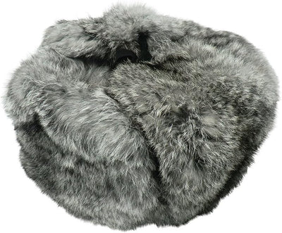 RUSSIANSTORE Unisex Russische Fellmütze Schapka Ushanka Kaninchenfell Farbe Grau Grösse M