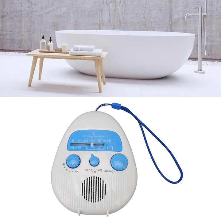 Tragbares Duschradio, batteriebetriebenes AM FM Radio, wasserdichtes Badezimmerradio mit eingebautem
