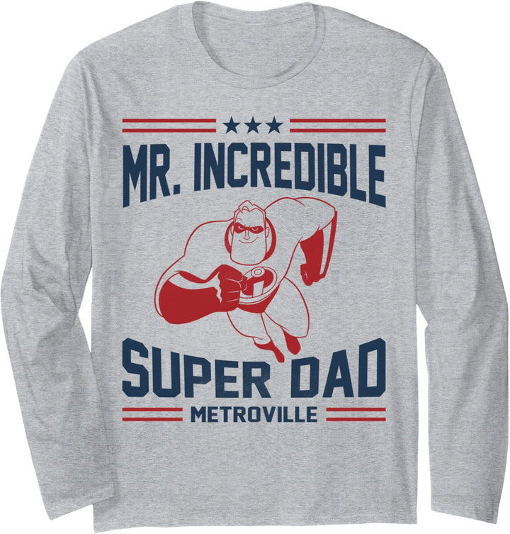 Disney Pixar Incredibles Mr. Incredible Metroville Super Dad Langarmshirt