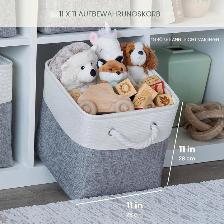 OrganiHaus Aufbewahrungsbox 28x28cm 3er-Set, Würfelkörbe aus Stoff mit Seilgriffen, Faltbare Aufbewa
